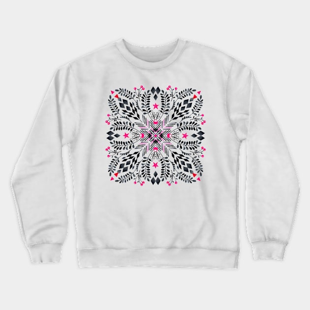 Winter Graphic Folk Art Pattern Crewneck Sweatshirt by micklyn